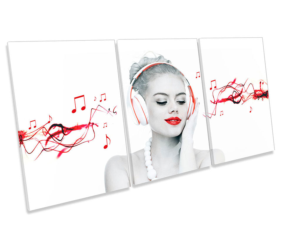 Woman Headphones Music Red