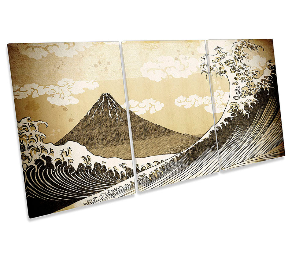 Japanese Style Big Wave Retro Beige