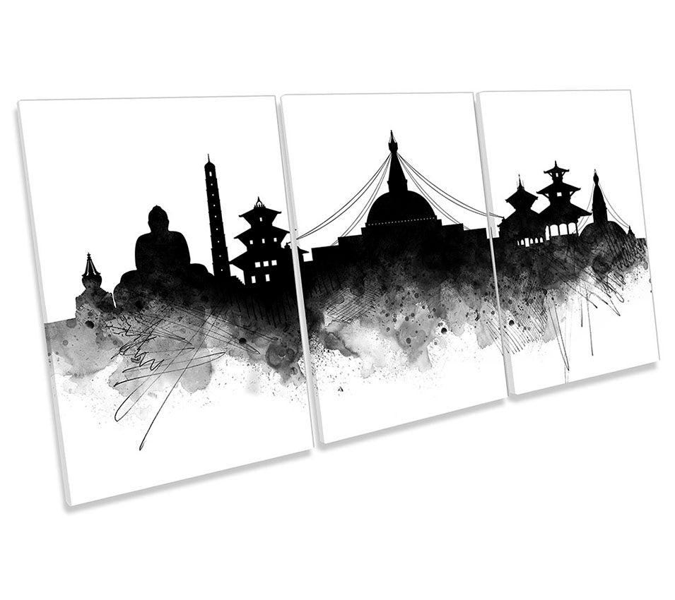 Kathmandu Abstract City Skyline Black