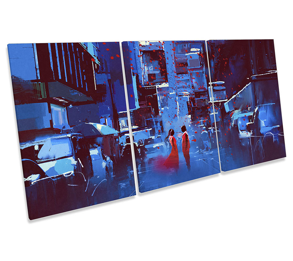 City Life Streets Red Couple Blue