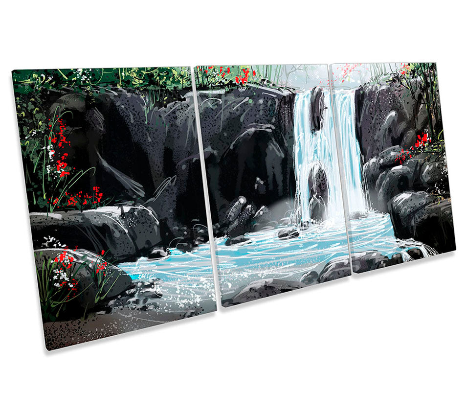 Waterfall Landscape Modern Multi-Coloured