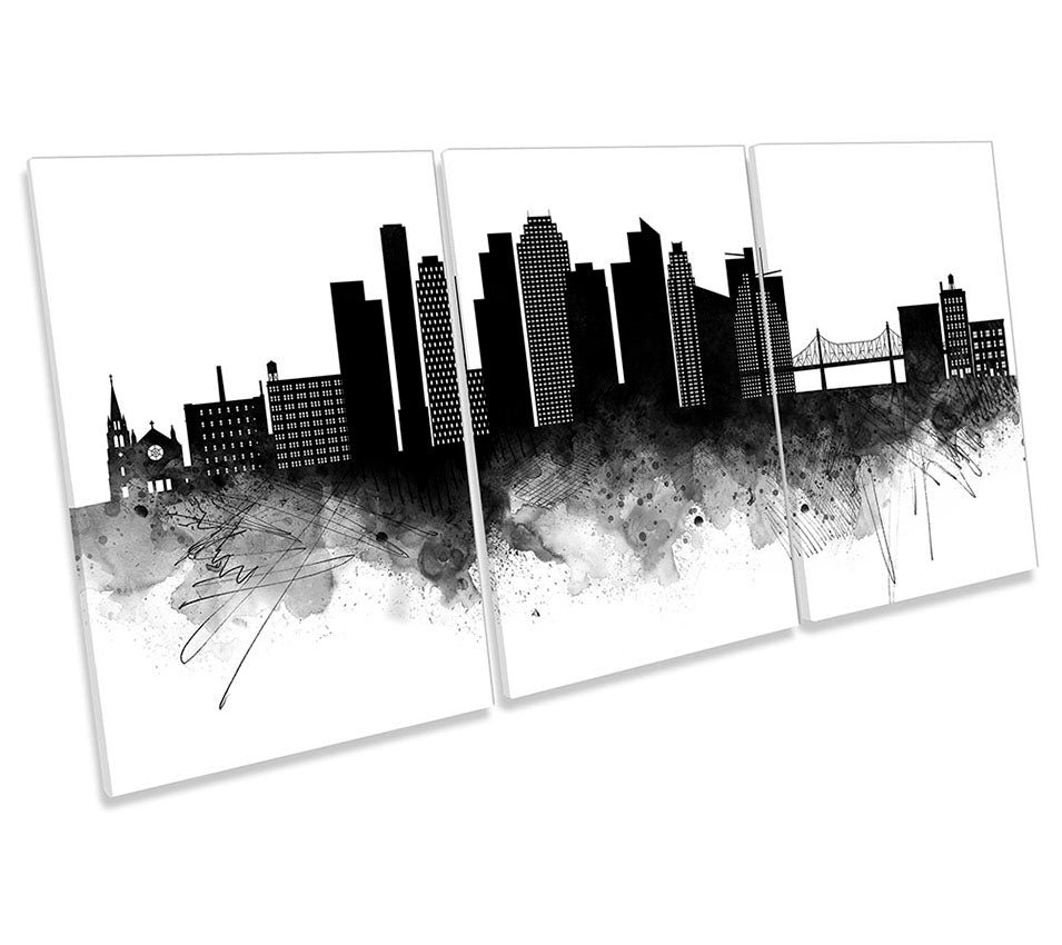 Queens Abstract City Skyline Black