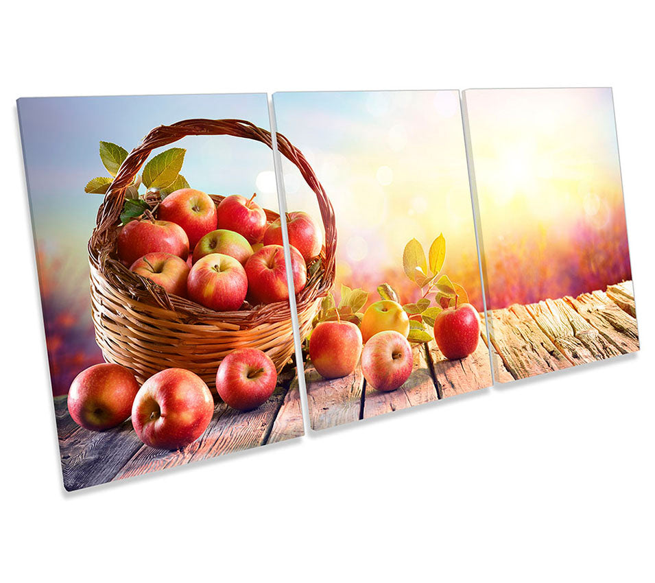 Apple Basket Fruit Sunset Red