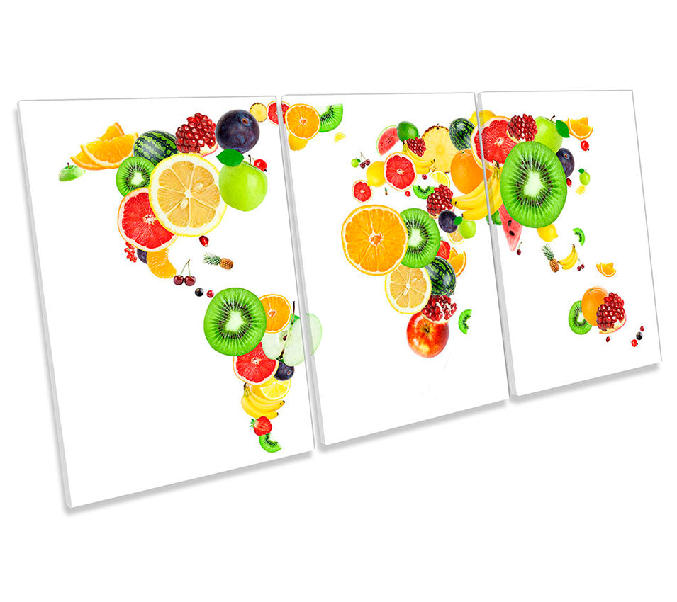 Map of World Fresh Fruit Multi-Coloured