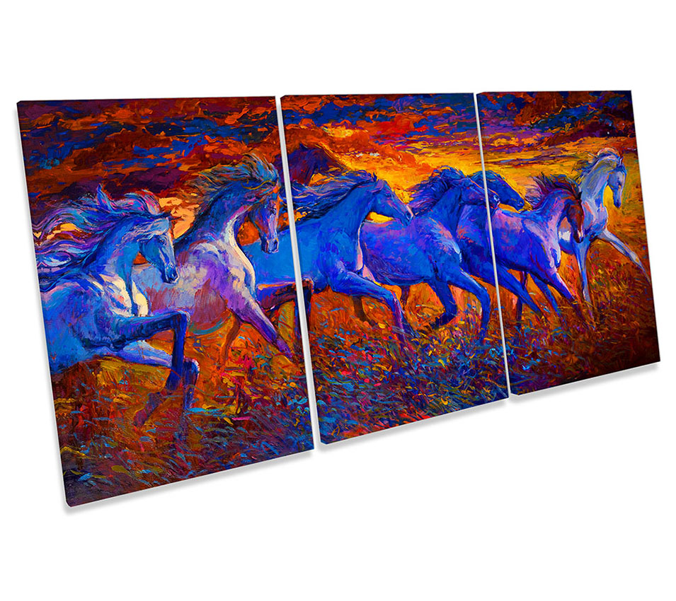 Horses Running Multi-Coloured