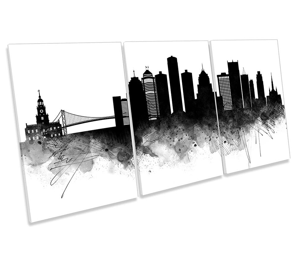Detroit Abstract City Skyline Black