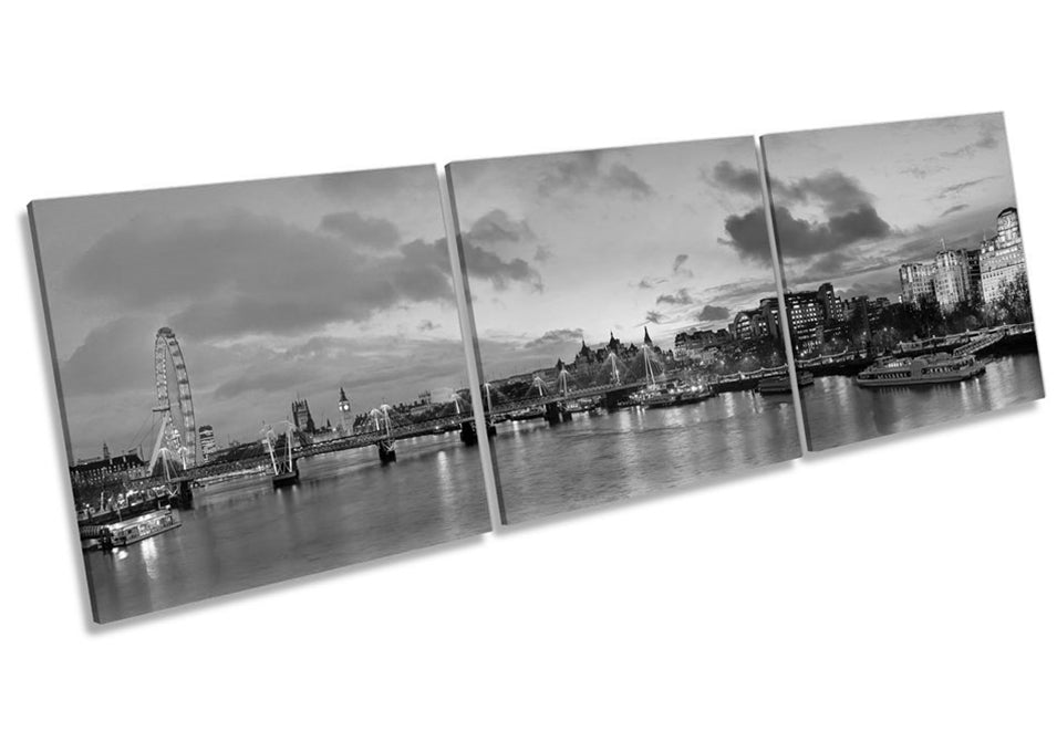 London Cityscape River Skyline B&W