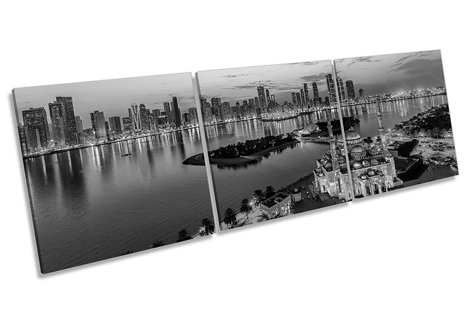 Sharjah UAE City Skyline B&W