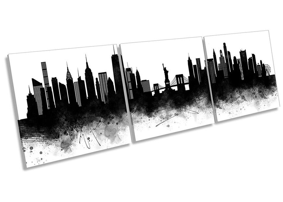 New York Abstract City Skyline Black