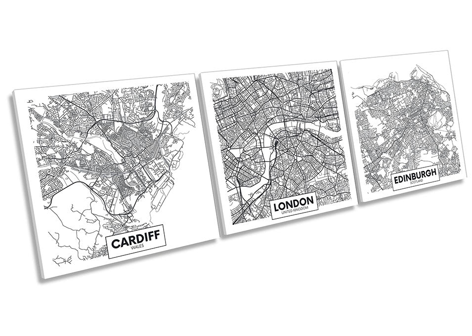 Cardiff London Edinburgh City Map Set