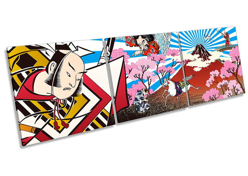 Japan Asian Collage Samurai Multi-Coloured