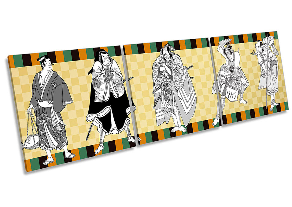 Kabuki Actors Samurai Multi-Coloured