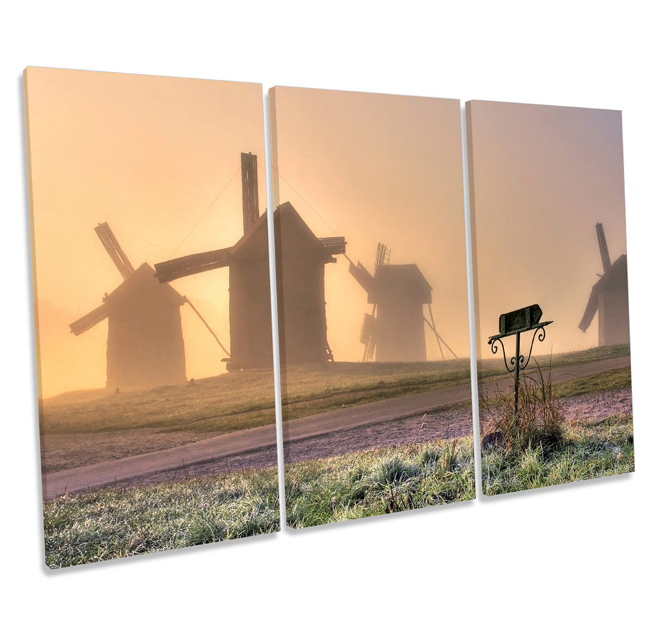 Windmills Landscape Sunset