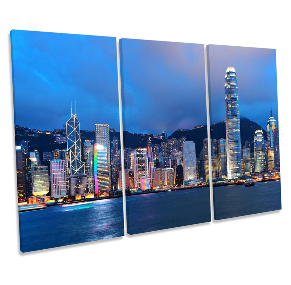 Hong Kong City Skyline Blue