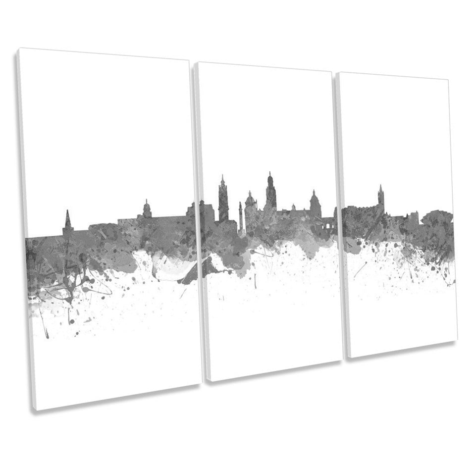 Glasgow City Skyline Watercolour B&W