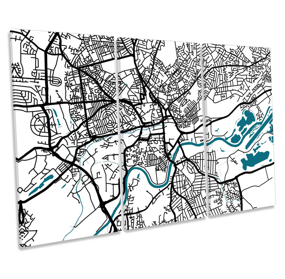 Nottingham City Map Minimalistic Modern Pictur