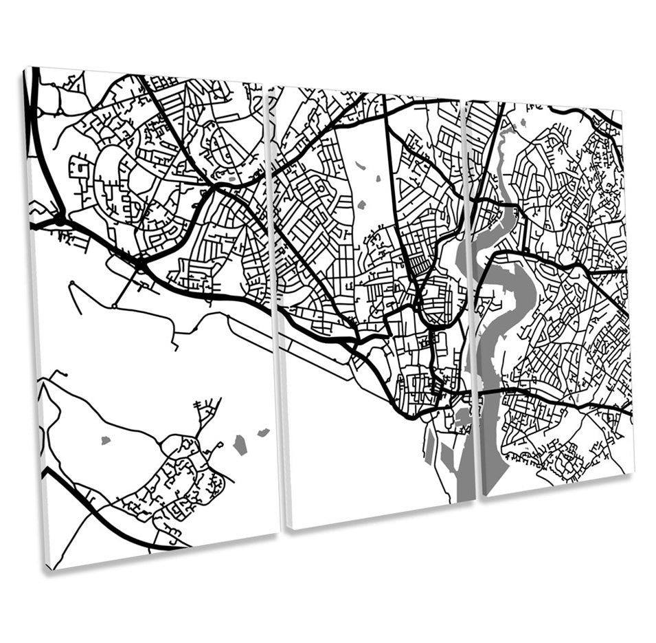 Southampton Map City Minimalistic B&W