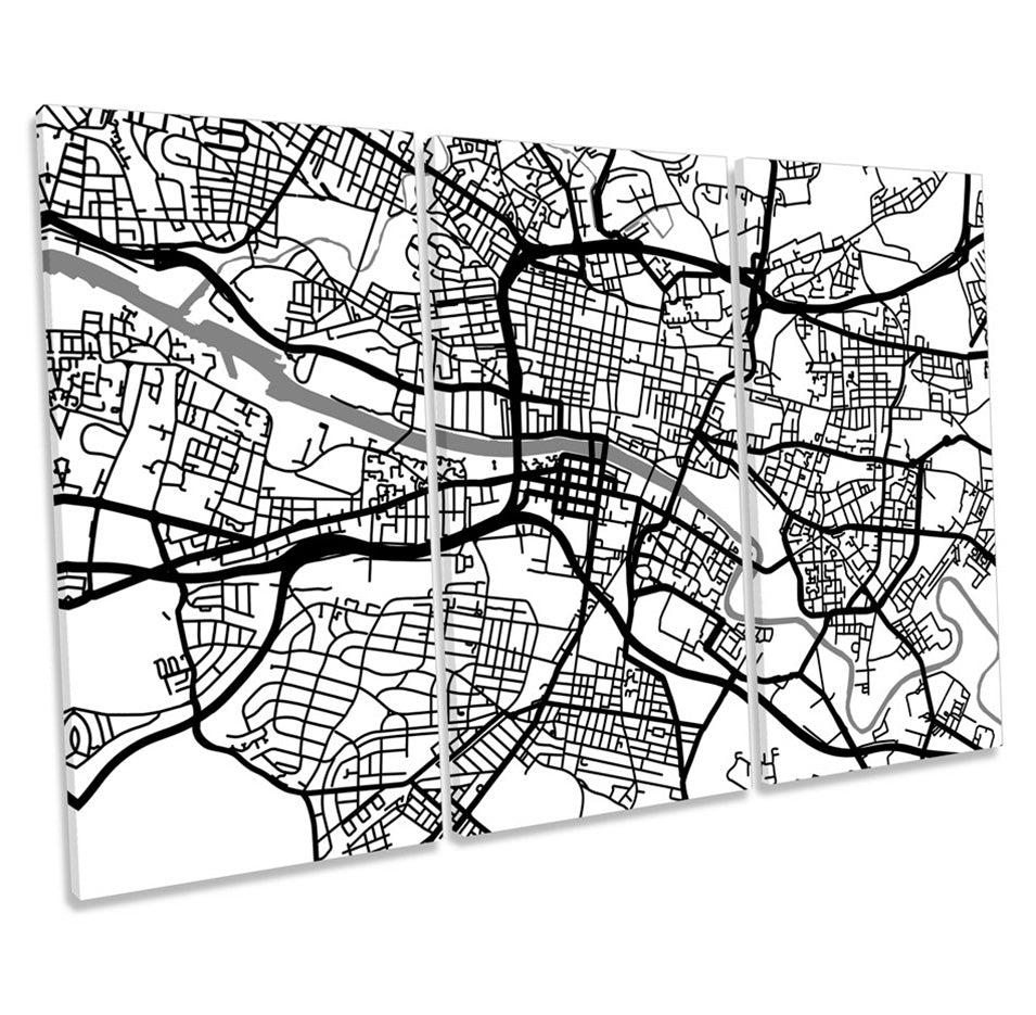 Glasgow Map City Minimalistic Modern B&W Pictu