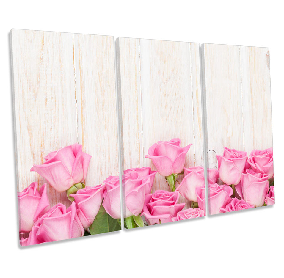 Pink Flowers Floorboards Floral