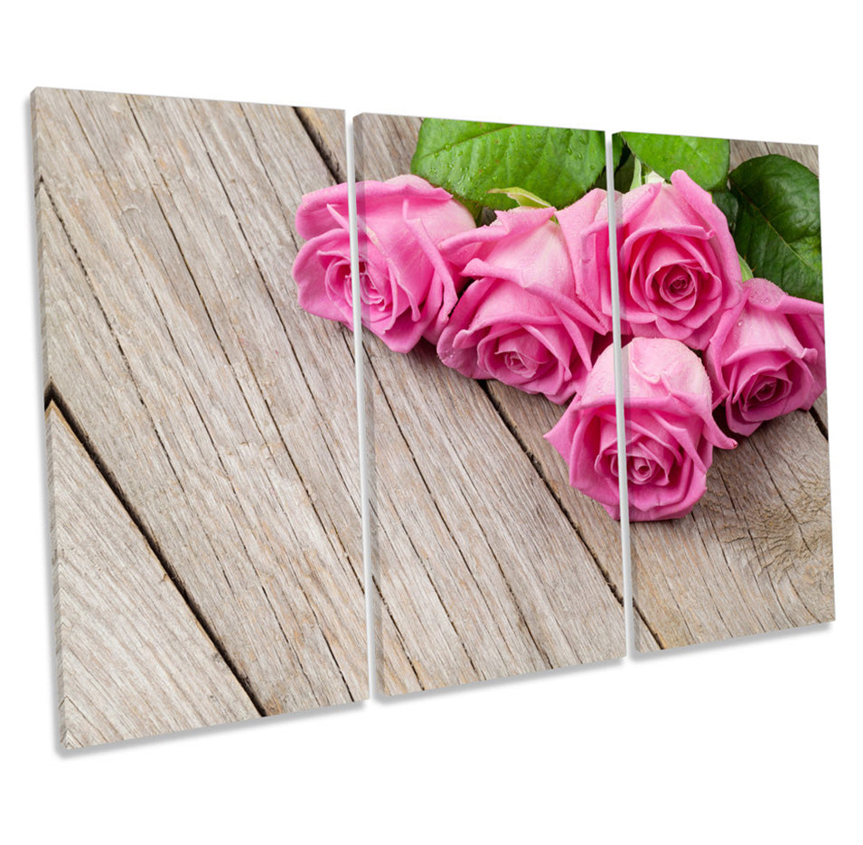 Pink Rose Flower Floorboard