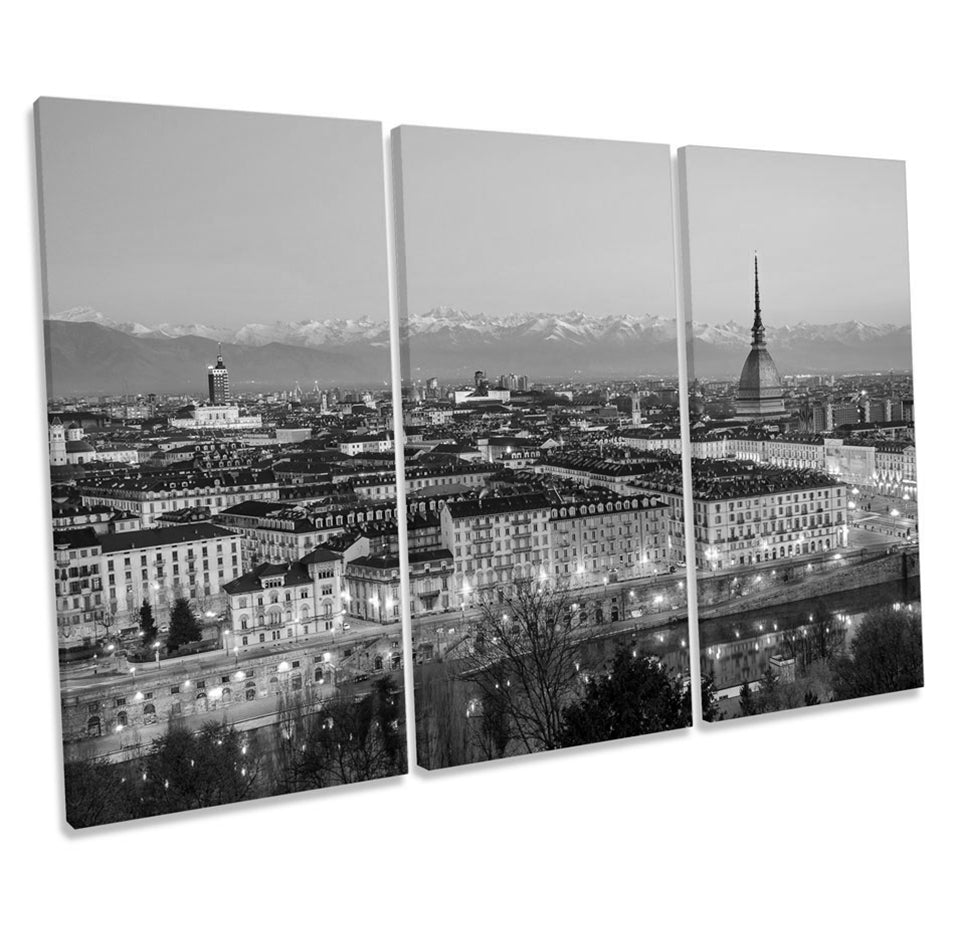 Turin Italy City Skyline B&W