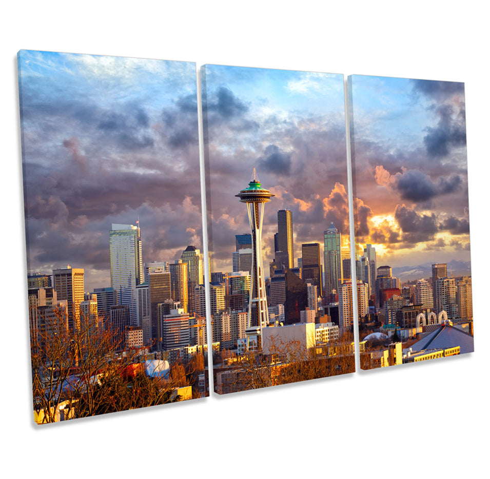 Seattle Skyline Sunset City