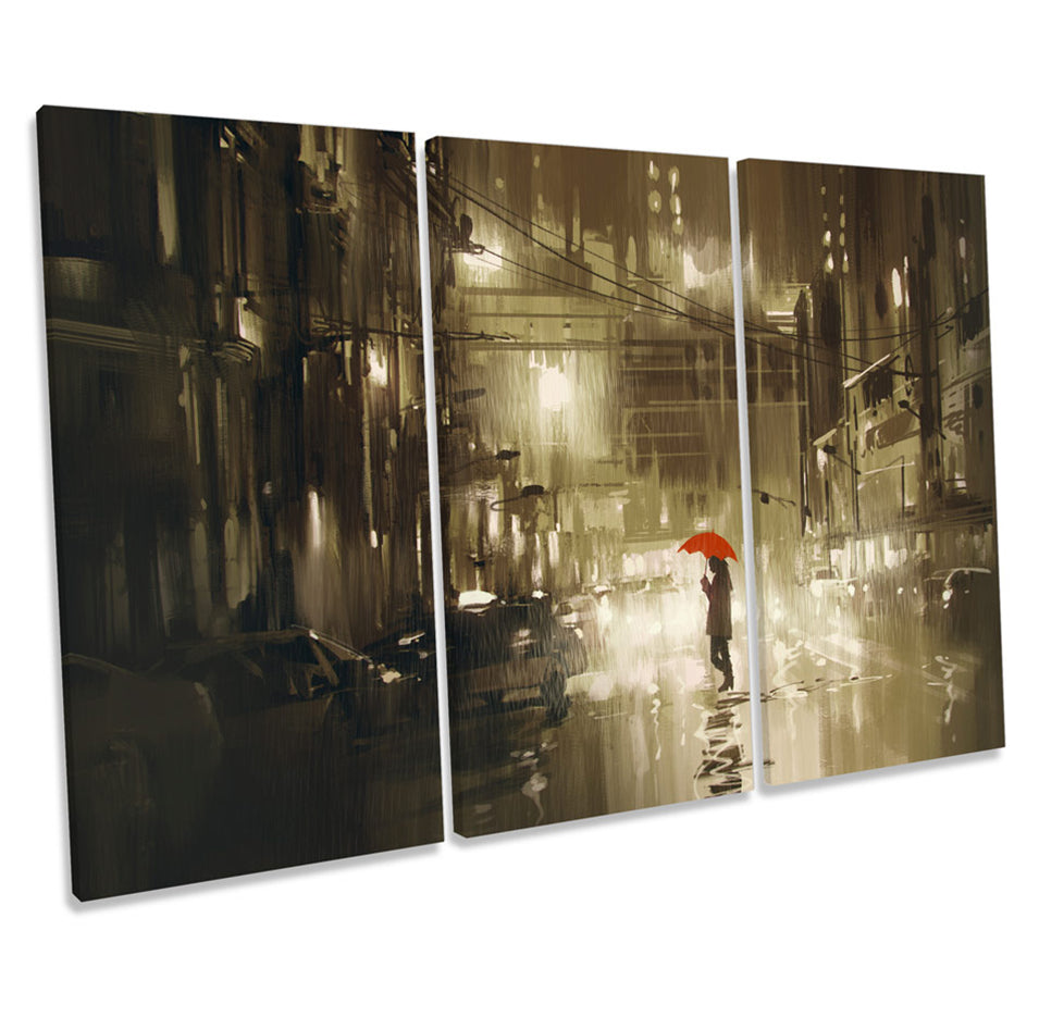 City Red Umbrella Abstract