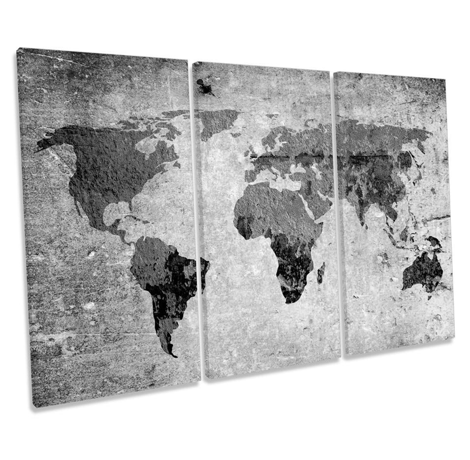 World of the Map Distressed B&W