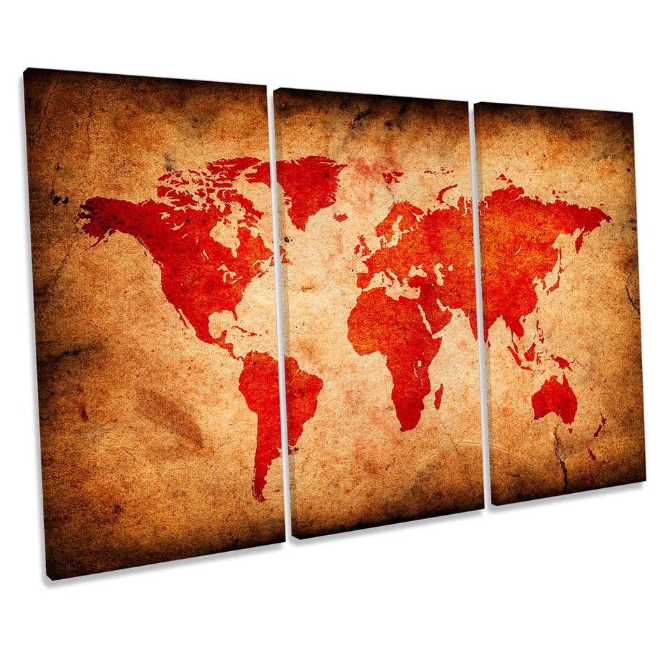Grunge World Map Red