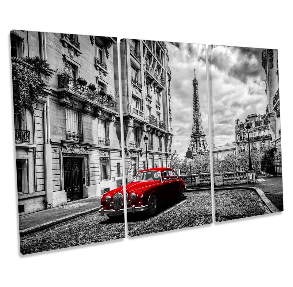 Eiffel Tower Vintage Red Car