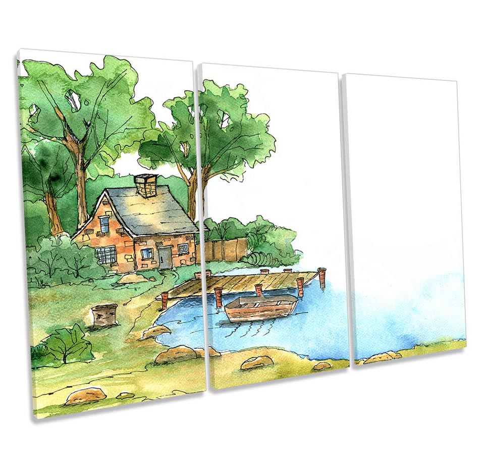 Lake Jetty Watercolour Repro