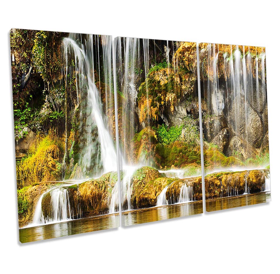 Waterfall Landscape Forest Multi-Coloured