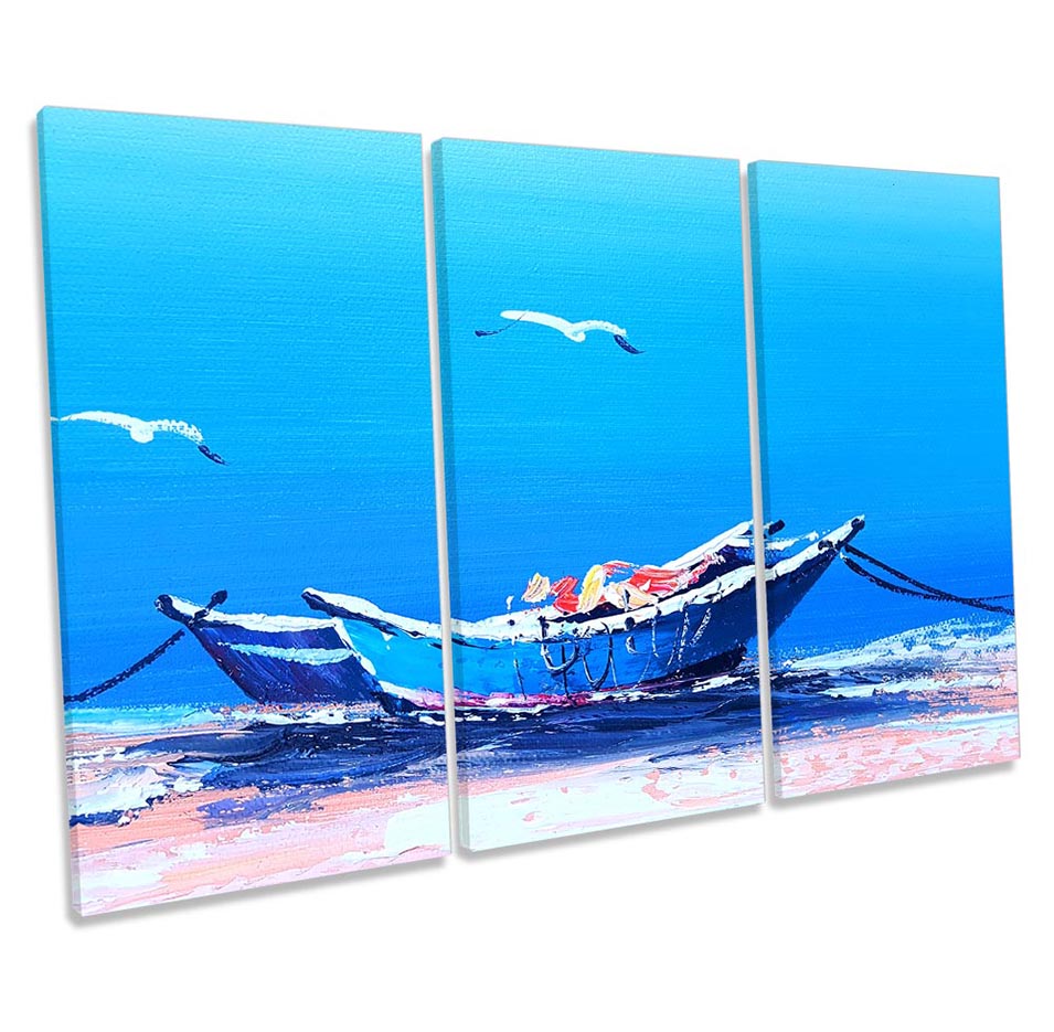 Fishing Boats Seascape Blue