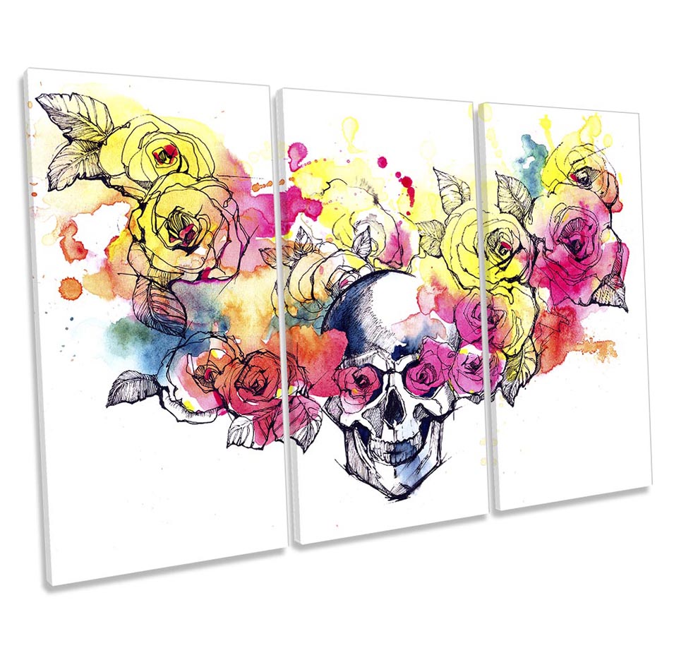 Skull Floral Flowers Multi-Coloured