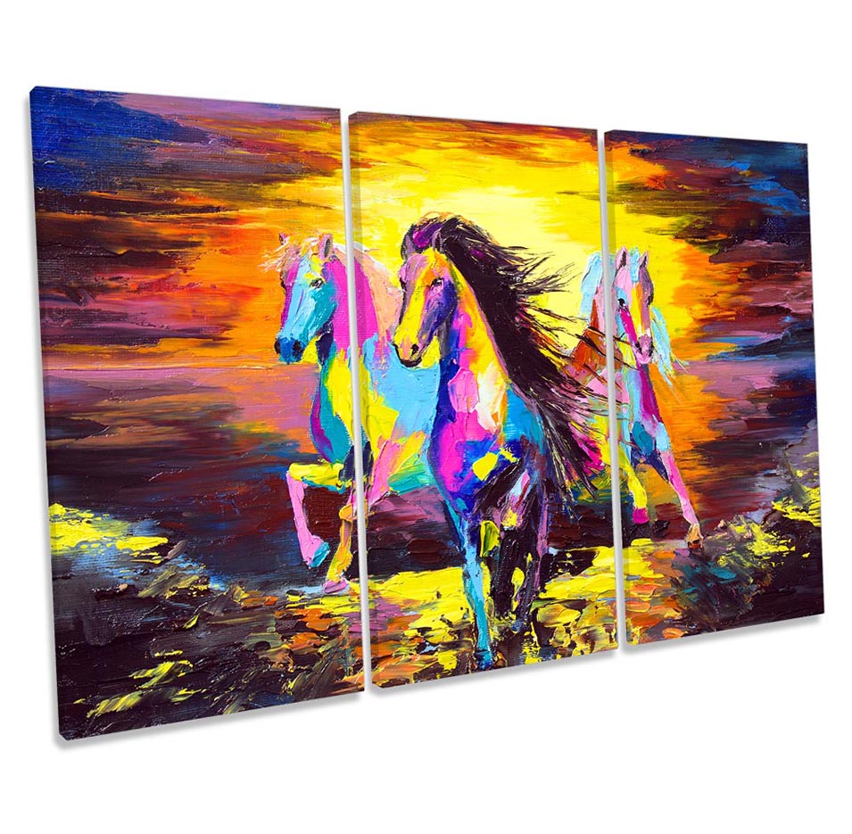 Horses Modern Sunset Multi-Coloured