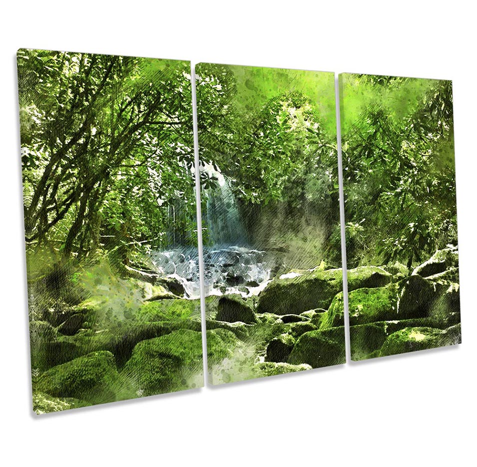 Abstract Waterfall Forest Green