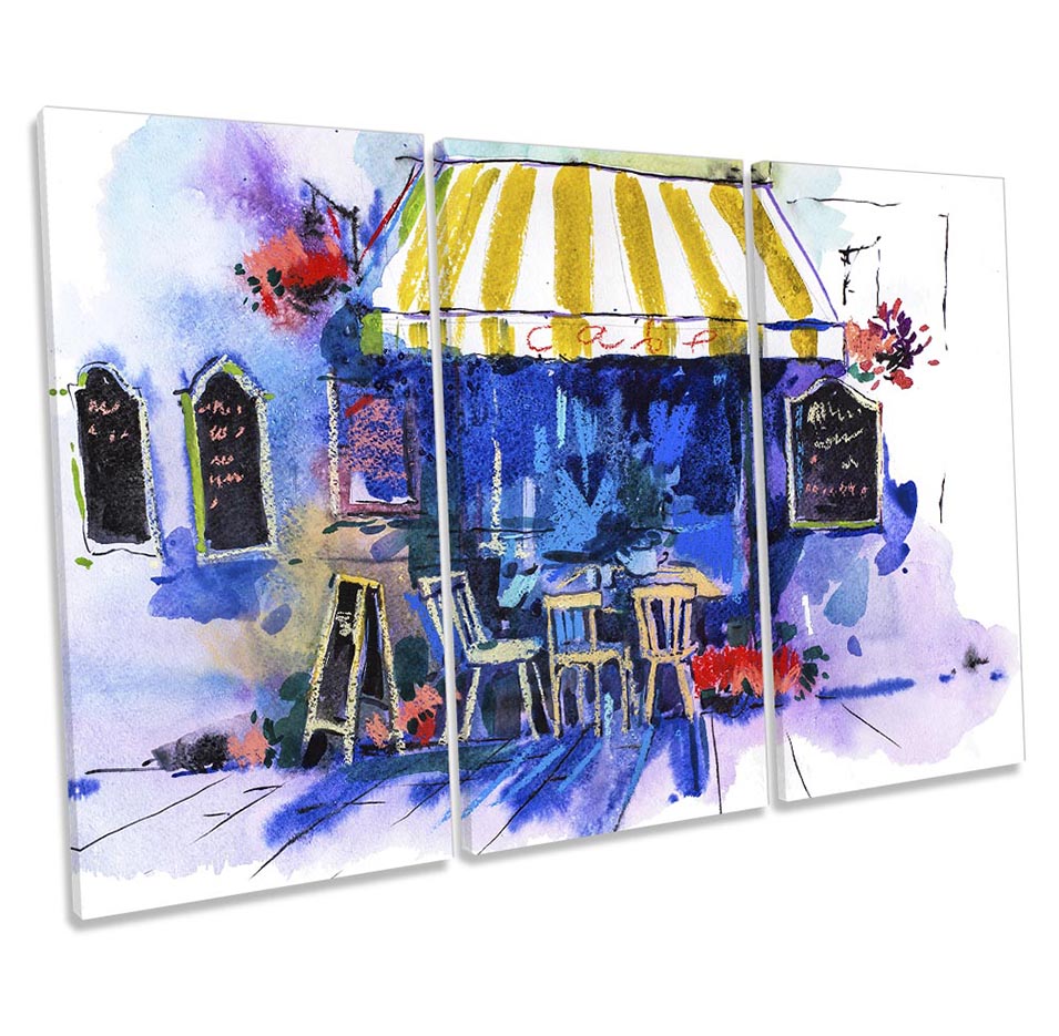 Street Café Watercolour Blue