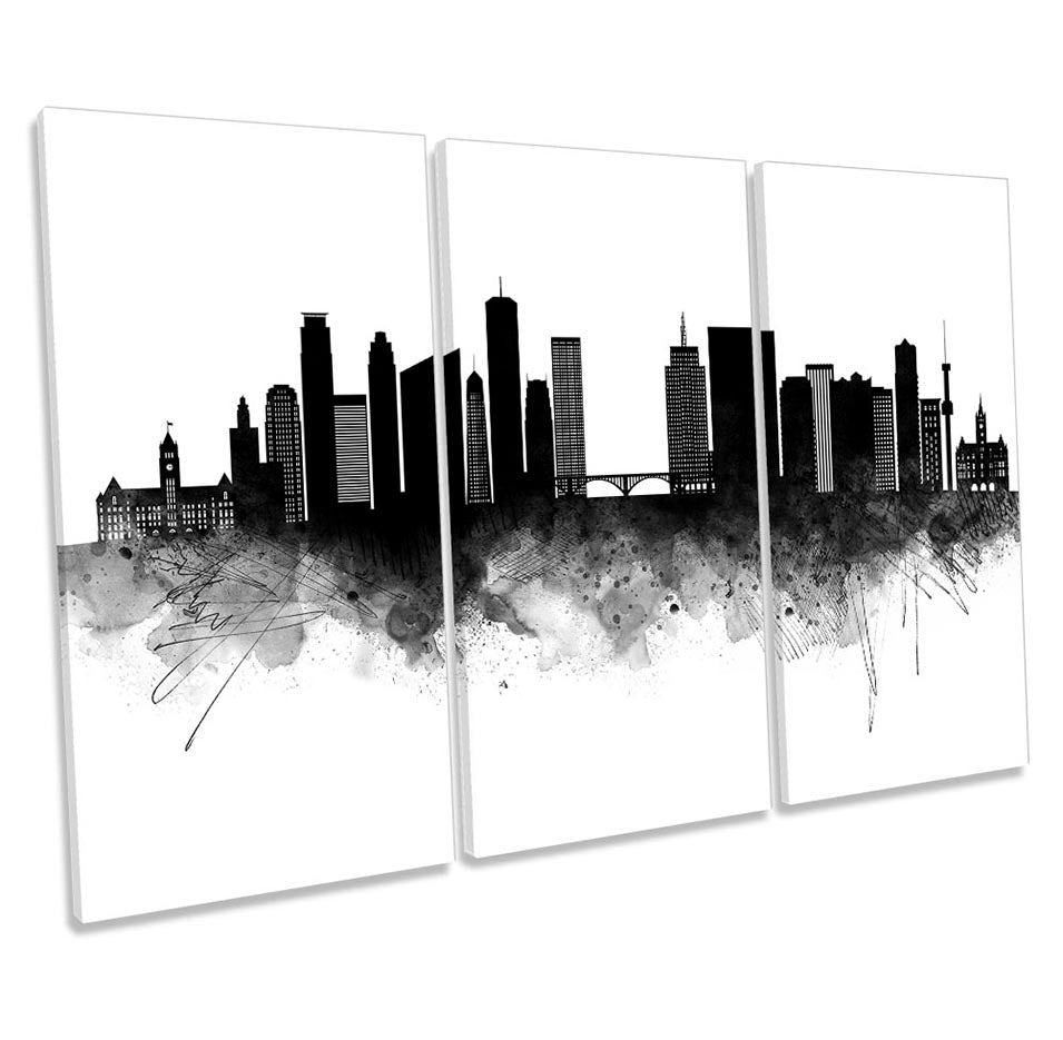 Twin Cities Abstract City Skyline Black