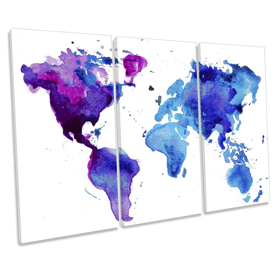 World Map Watercolour Blue