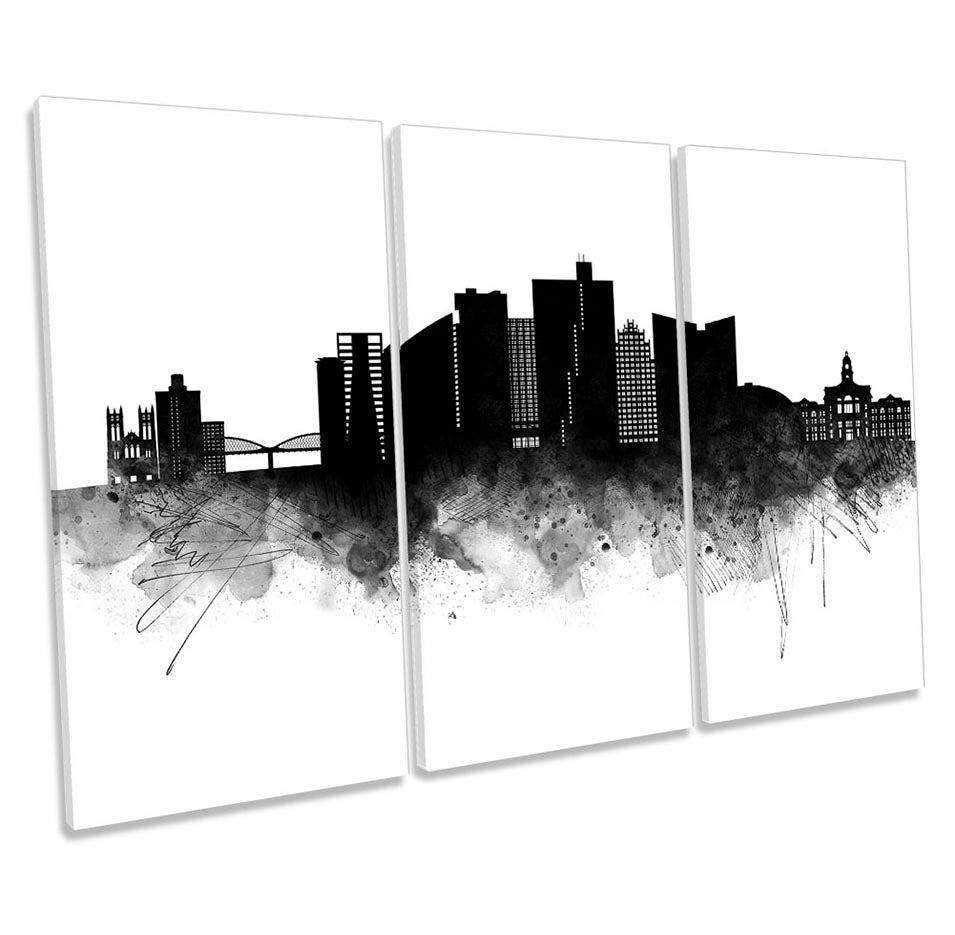 Forth Worth Abstract City Skyline Black
