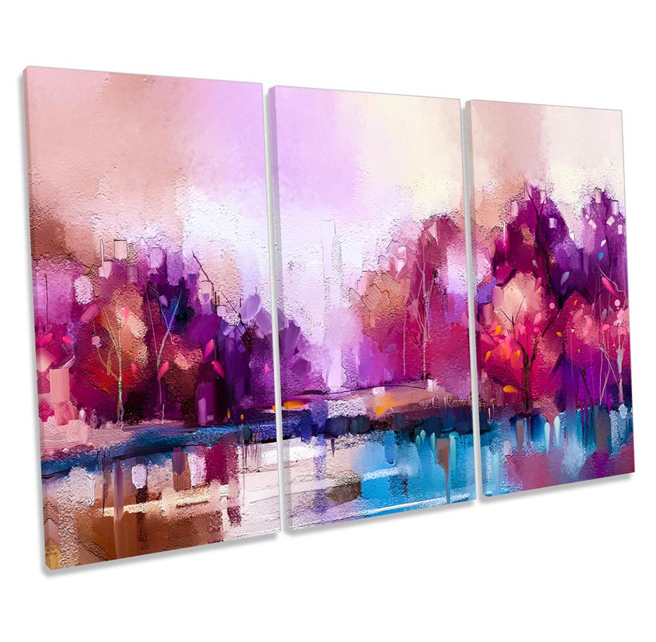 Abstract Sunset Forest Landscape Pink
