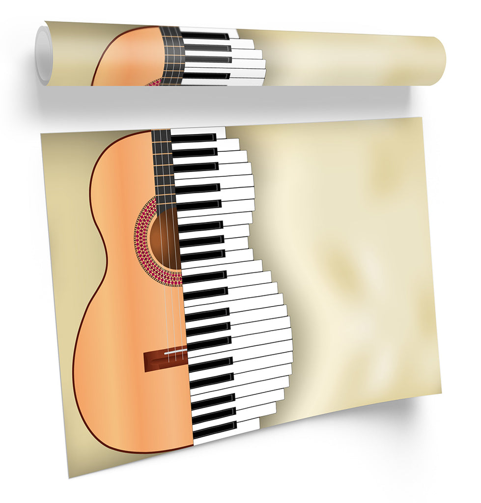 Guitar Piano Keys Music Framed