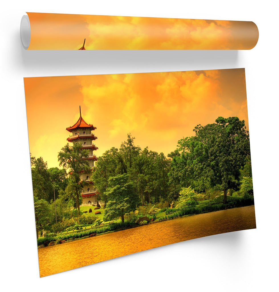 Pagoda Chinese Gardens Singapore Framed