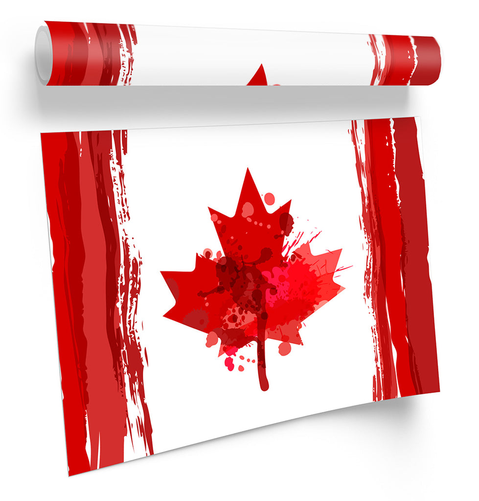 Canada Flag Red Grunge Framed