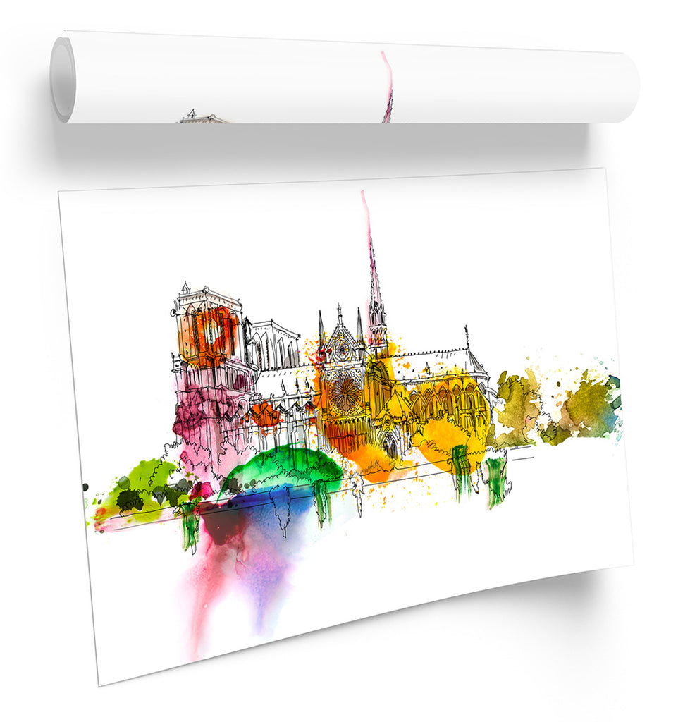 Notre Dame de Paris Multi-Coloured Framed