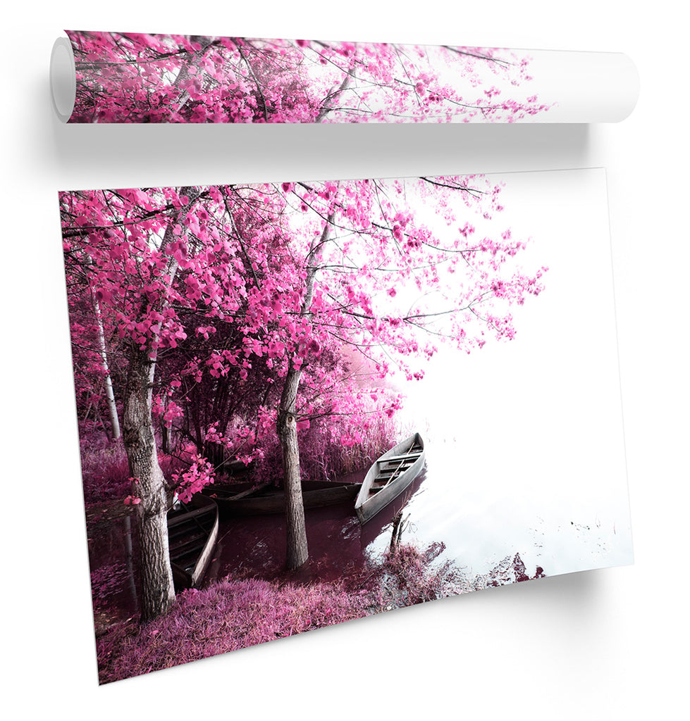 Blossom Trees Landscape Scene Framed