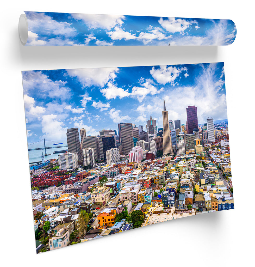 San Francisco Skyline City Multi-Coloured Framed