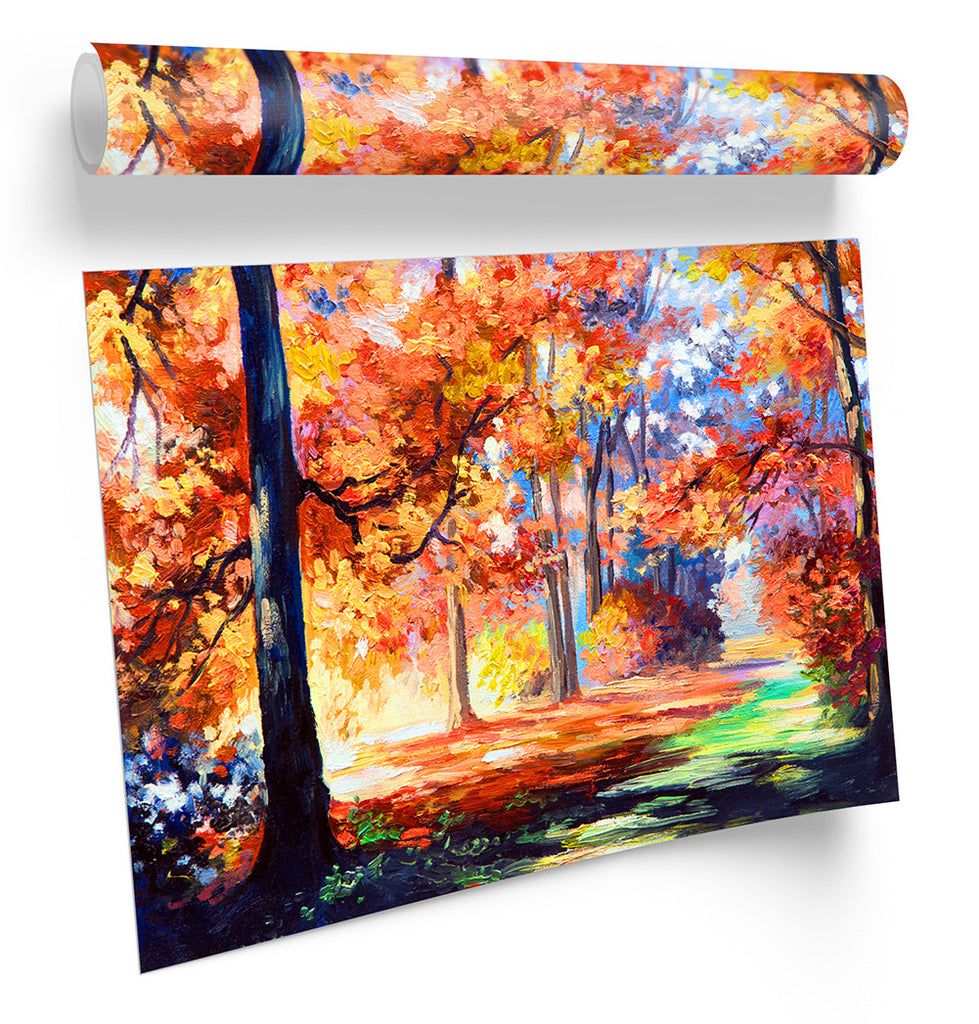 Autumn Tree Floral Countryside Framed