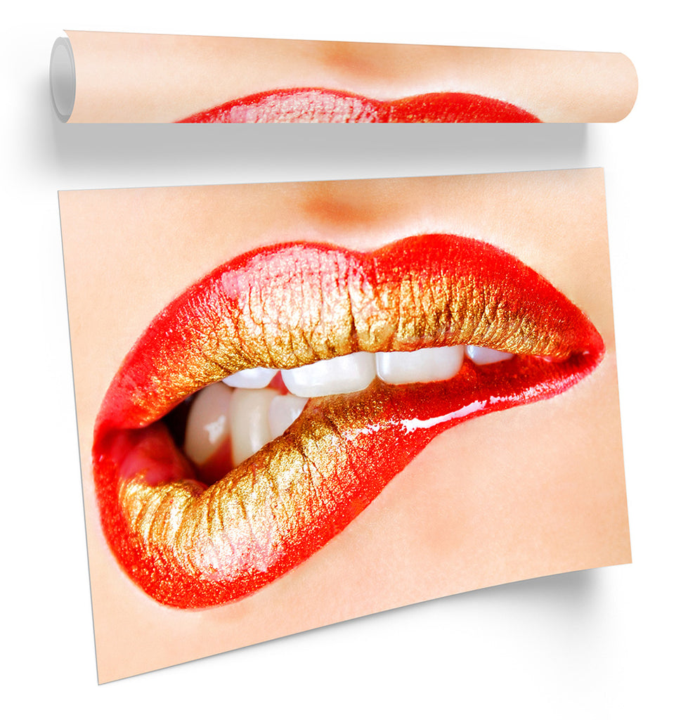 Lip Gloss Red Fashion Framed