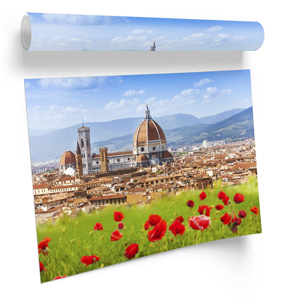 Florence Italy Poppies City Framed